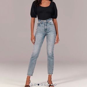 Abercrombie high rise acid wash mom jeans